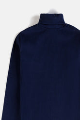 Rib Cotton Turtleneck - British Navy